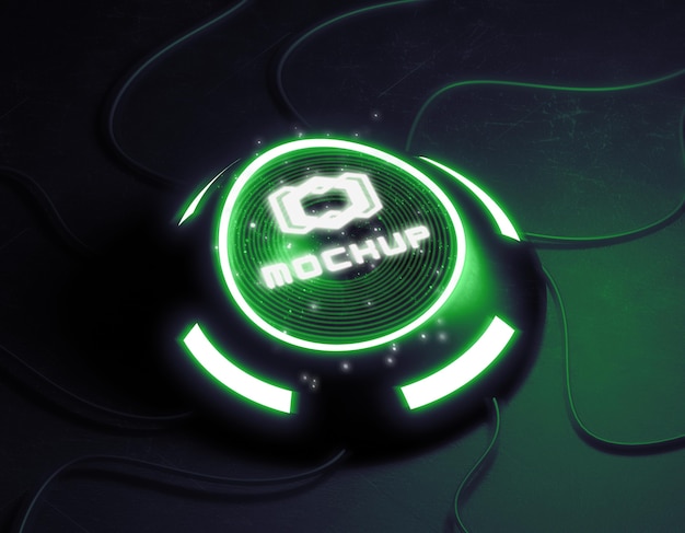 Mock-up di logo futuristico in luci intense
