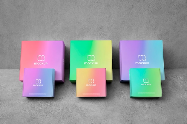 Mock-up di packaging multicromatico