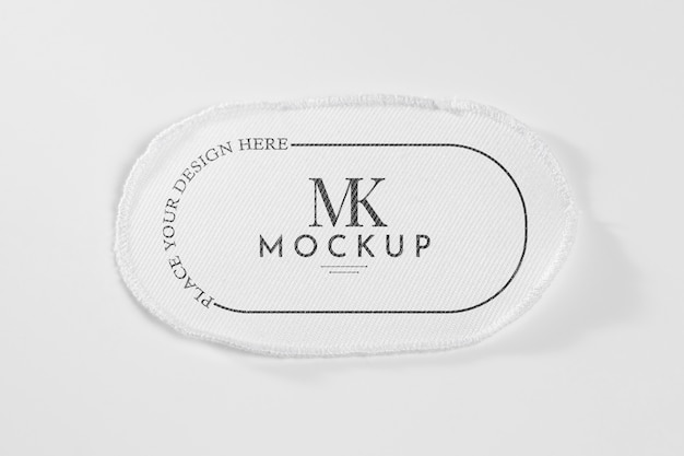 Mock-up di patch per abbigliamento in tessuto bianco