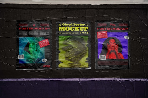 Mock-up di poster in carta incollata