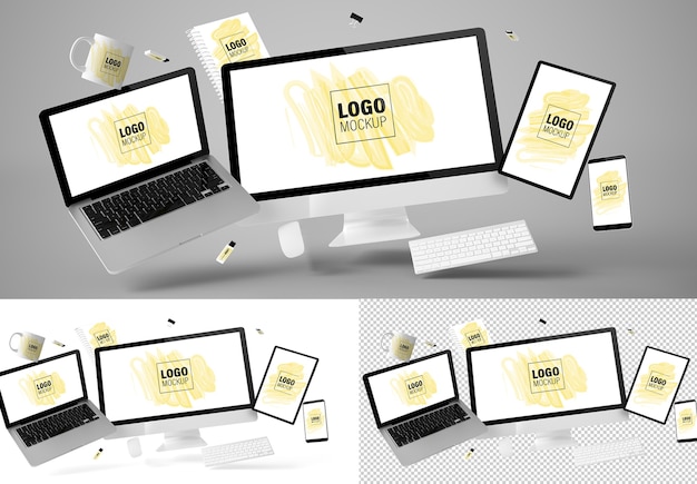 Mock up de dispositivos flotantes