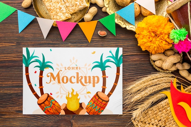 PSD mock-up do conceito de lohri feliz