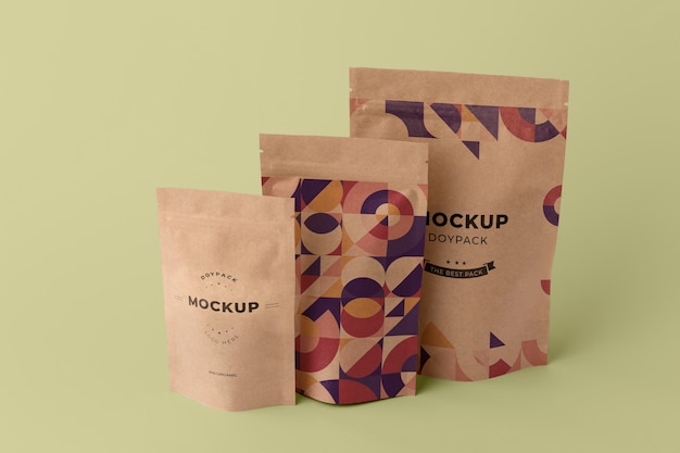 Mock-up Doypack minimalistische Anordnung