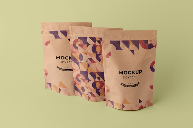 Mock-up Doypack minimalistische Anordnung