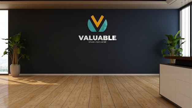 mock-up du logo de l'entreprise sur le mur pour un logo de marque
