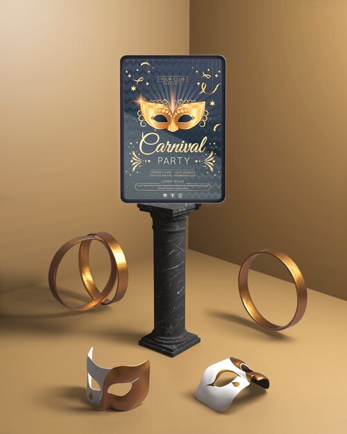 Mock-up festa di carnevale con anelli d'oro