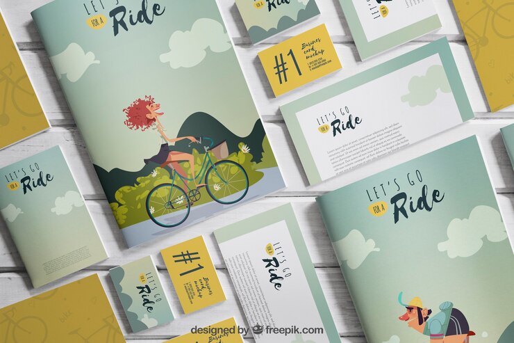 PSD mock up de folletos y tarjetas de visita