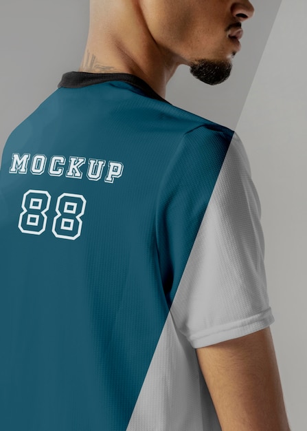 PSD mock-up für männliche fußballspieler