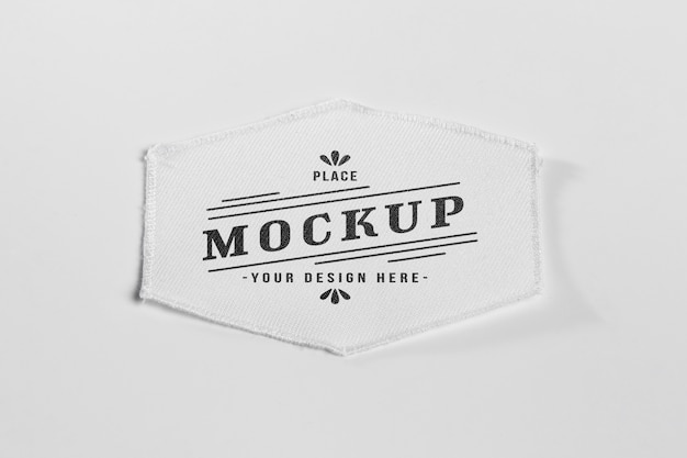Mock-up in tessuto patch abbigliamento bianco