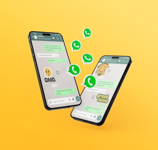 Mock-up de la interfaz de conversación de Whatsapp en el teléfono inteligente