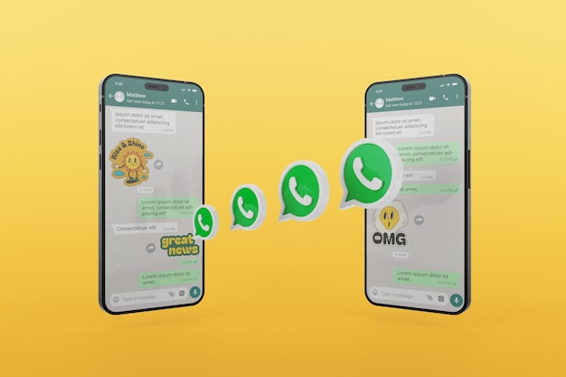Mock-up de la interfaz de conversación de Whatsapp en el teléfono inteligente