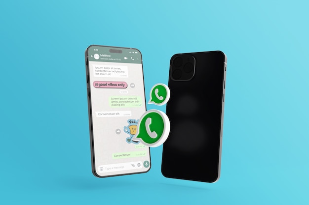 Mock-up de la interfaz de conversación de Whatsapp en el teléfono inteligente