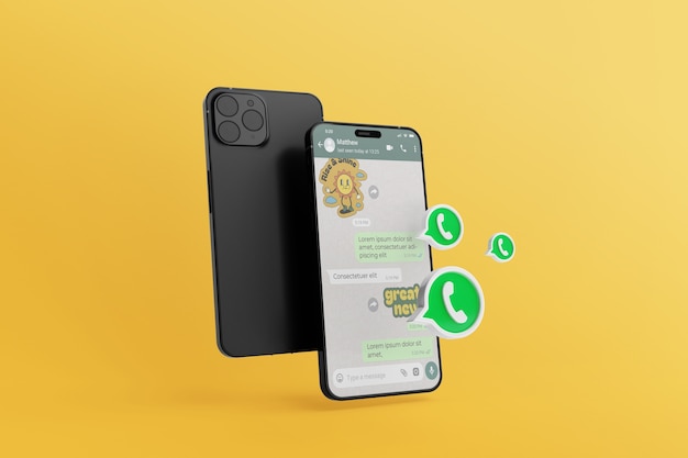 Mock-up de la interfaz de conversación de Whatsapp en el teléfono inteligente