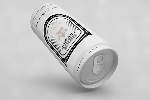 Mock up de lata de cerveza blanca