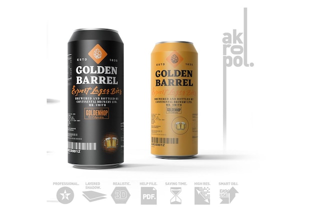 PSD mock up de lata de cerveza