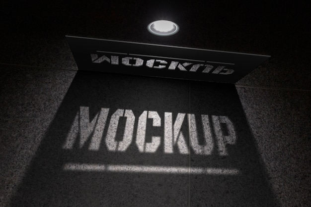 Mock-up de letrero con efecto de luz