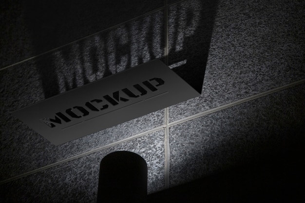 Mock-up de letrero con efecto de luz