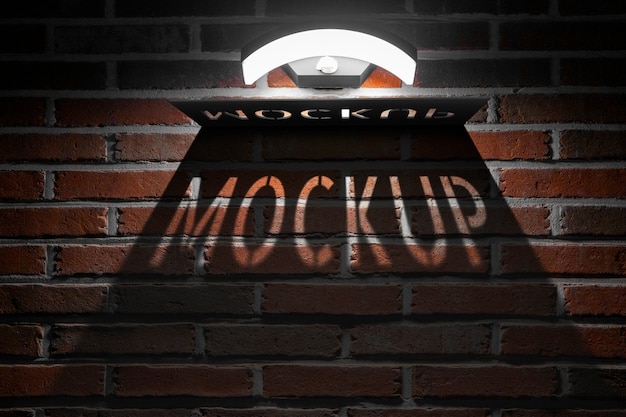 Mock-up de letrero con efecto de luz