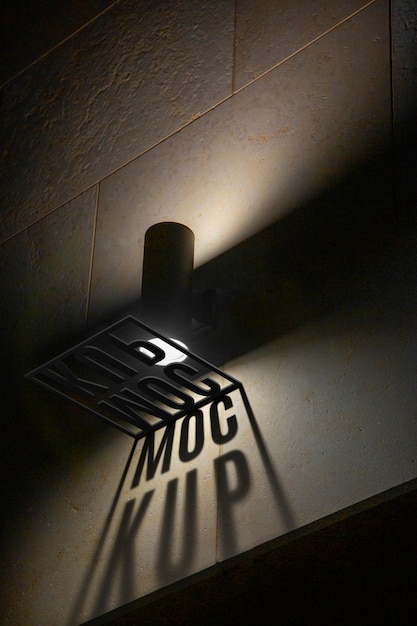 Mock-up de letrero con efecto de luz