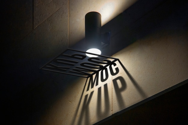 Mock-up de letrero con efecto de luz