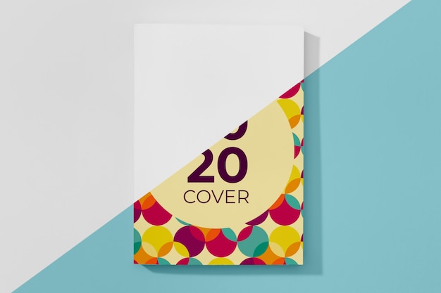 Mock-up libro piatto laici con cerchi colorati
