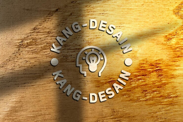 PSD mock up de logo sobre mesa de madera