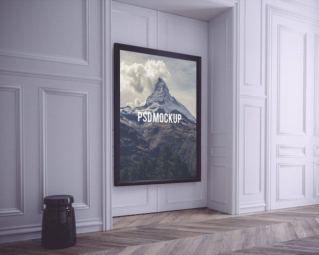 Mock up de marco negro sobre fondo blanco