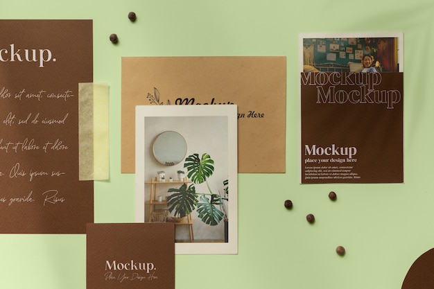 Mock-up Moodboard con cancelleria di carta