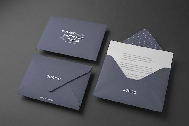 Mock-up per busta di carta scura