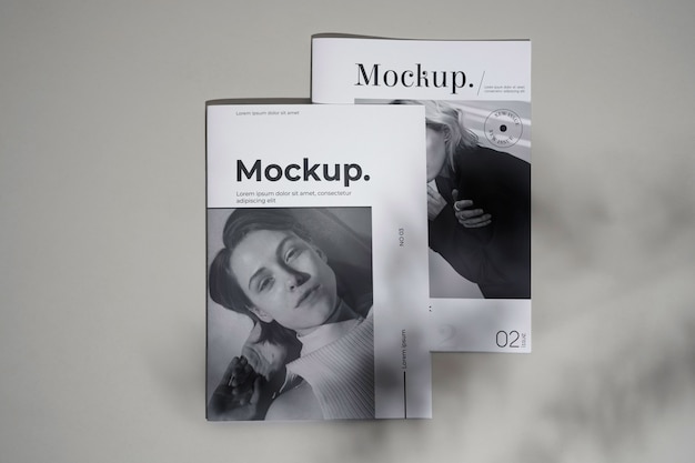 Mock-up per riviste monocromatiche con sovrapposizione di ombre