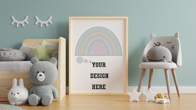 Mock up Plakatrahmen im Kinderzimmer