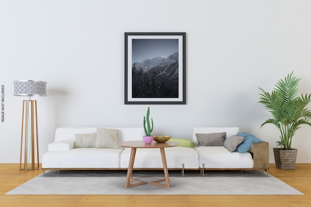 Mock-up-Poster im modernen Wohnzimmer-Innendesign mit leerer Wand