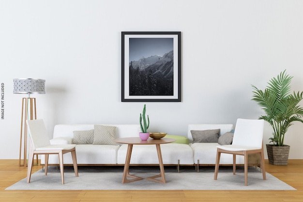 Mock-up-Poster im modernen Wohnzimmer-Innendesign mit leerer Wand