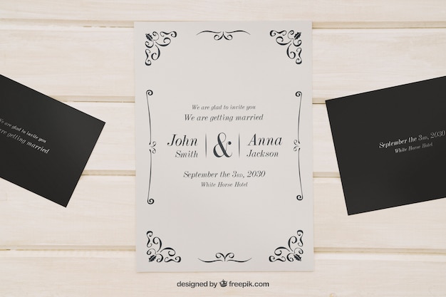 PSD mock up pour les invitations de mariage