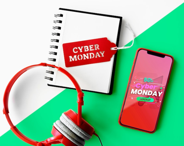 Mock-up promozionale di cyber lunedì piatto