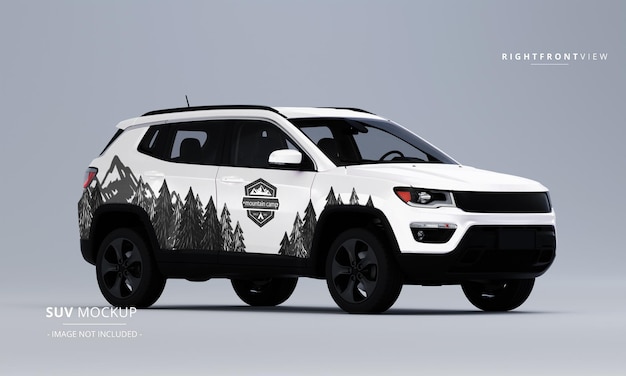 Mock up realista de suv da vista frontal direita