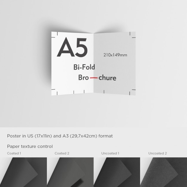 PSD mock up realista de folleto en a5