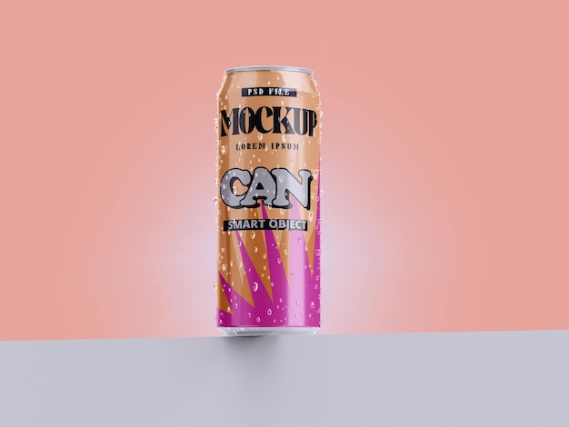 PSD mock-up réaliste d'une boîte à boissons brillante