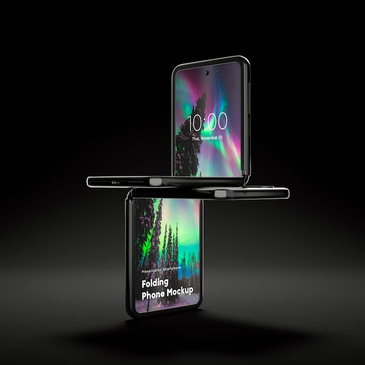 PSD mock-up de smartphone con diseño flip
