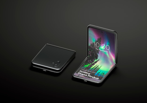 PSD mock-up de smartphone con diseño flip