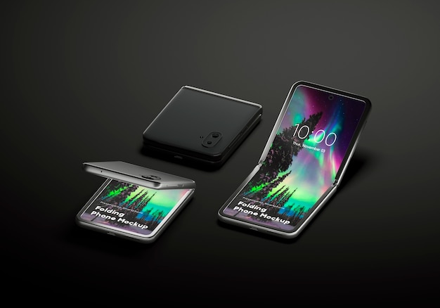 PSD mock-up de smartphone con diseño flip