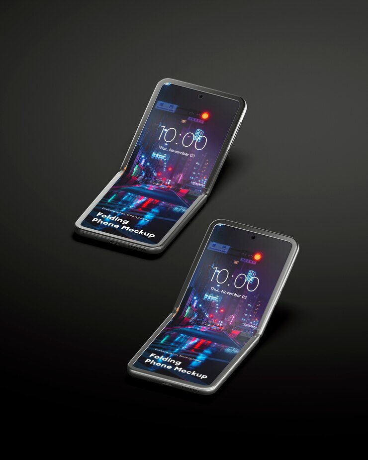 Mock-up de smartphone con diseño flip