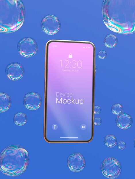 Mock-up-Smartphone mit flüssigen dynamischen Elementen