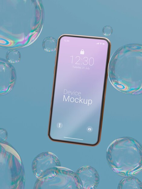 Mock-up-Smartphone mit flüssigen dynamischen Elementen