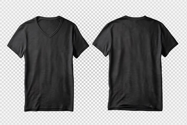 PSD mock-up de t-shirt à cou noir sur fond transparent génératif ai