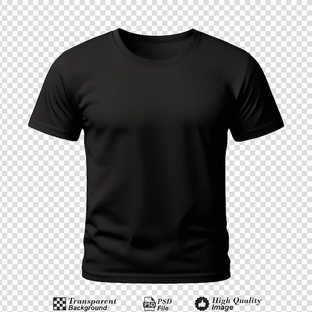 Mock-up De T-shirt Noir Isolé Sur Un Fond Transparent