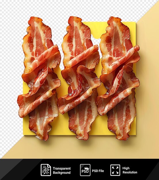 Mock-up De Tranches De Bacon En Arrière-plan Transparent Sur Une Planche à Couper Png