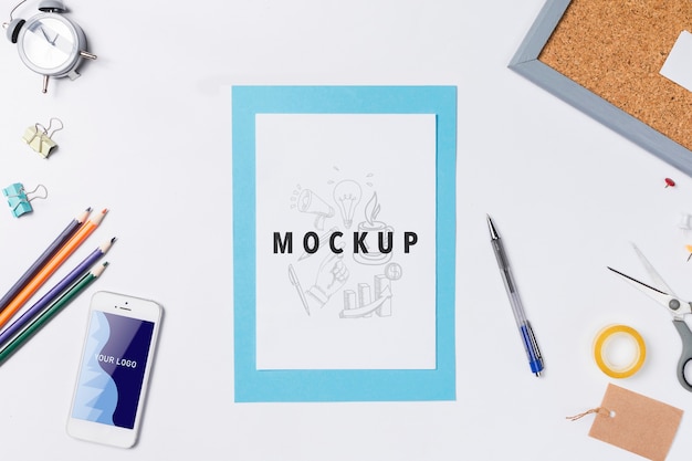 Mock-up with useful tools for workspace
