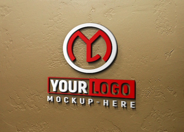 Mockup 3D del logo per pareti interne