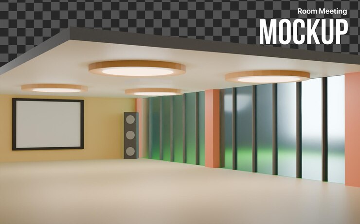 PSD mockup 3d della sala riunioni